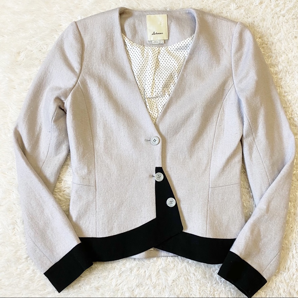 Elevenses Stone and Black Wool Blazer